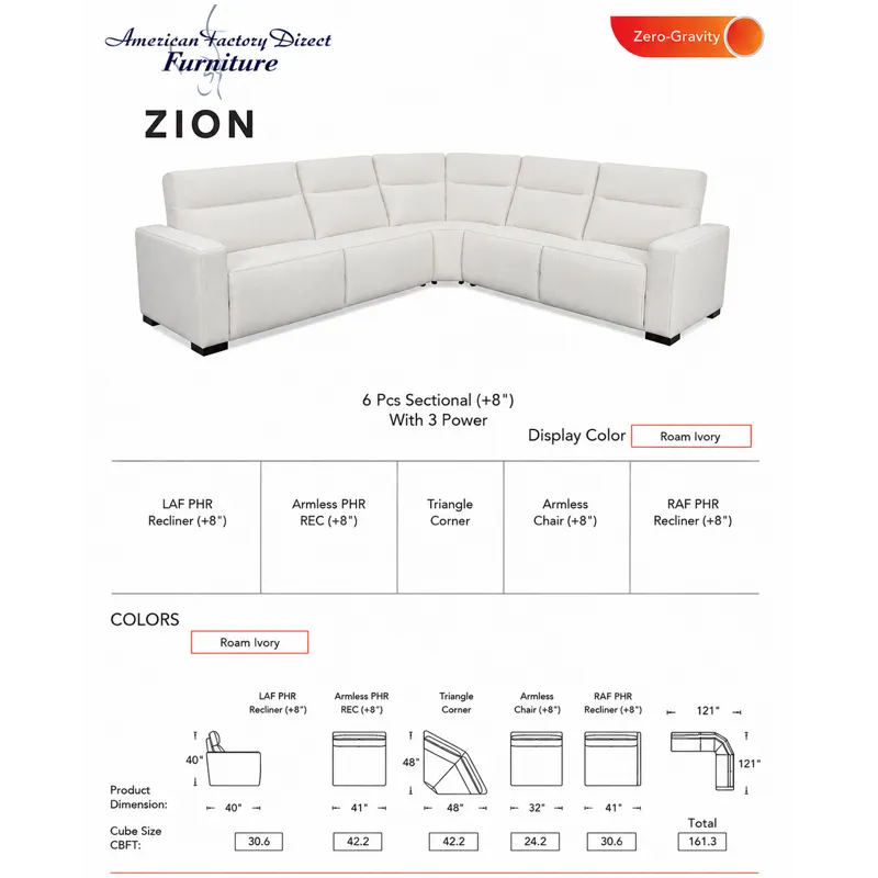Zion 5 Piece Sectional