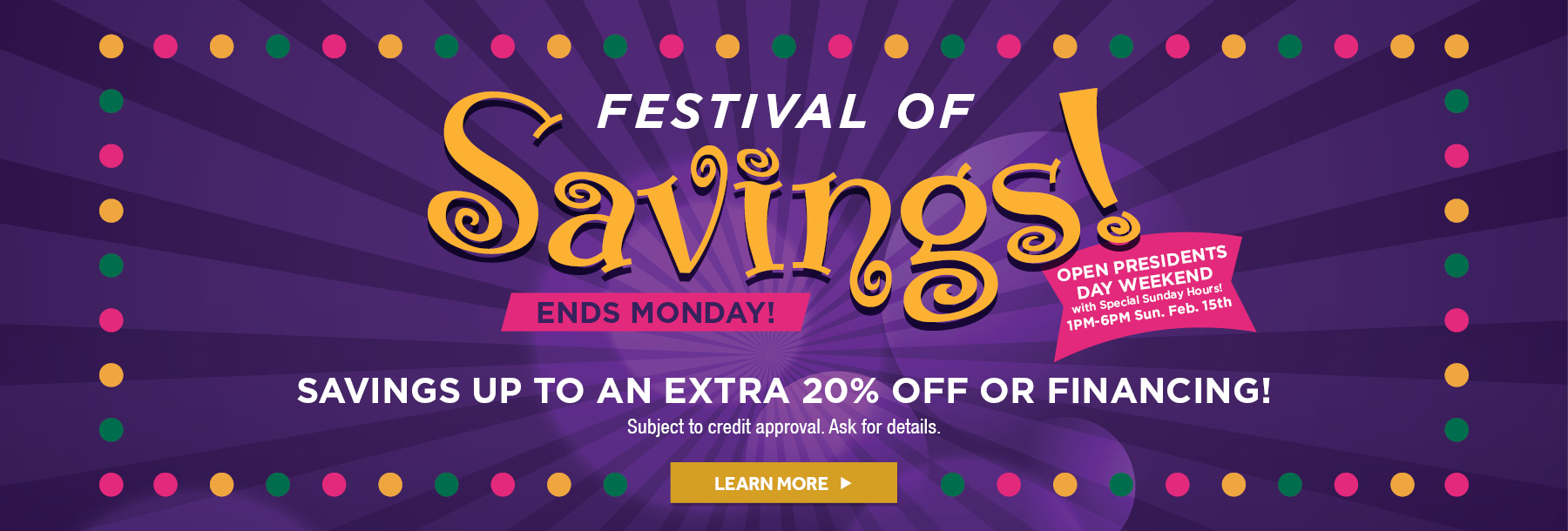 Festival of Savings Ends Monday