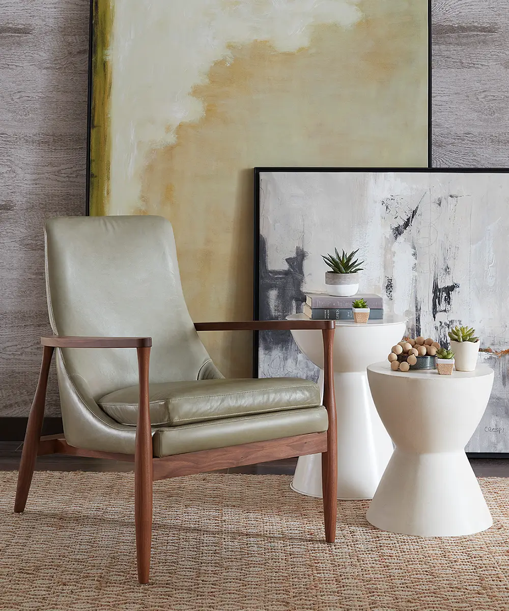 Chair with beautiful artwork behind it