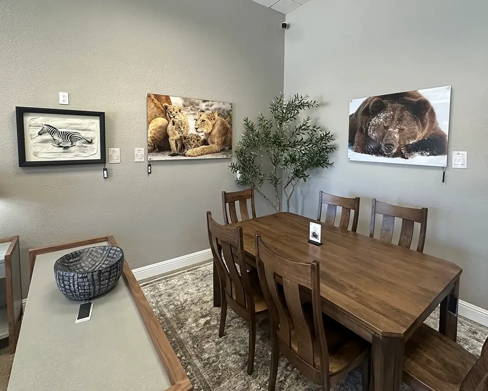 Framed Jeff Cable artwork in a living room