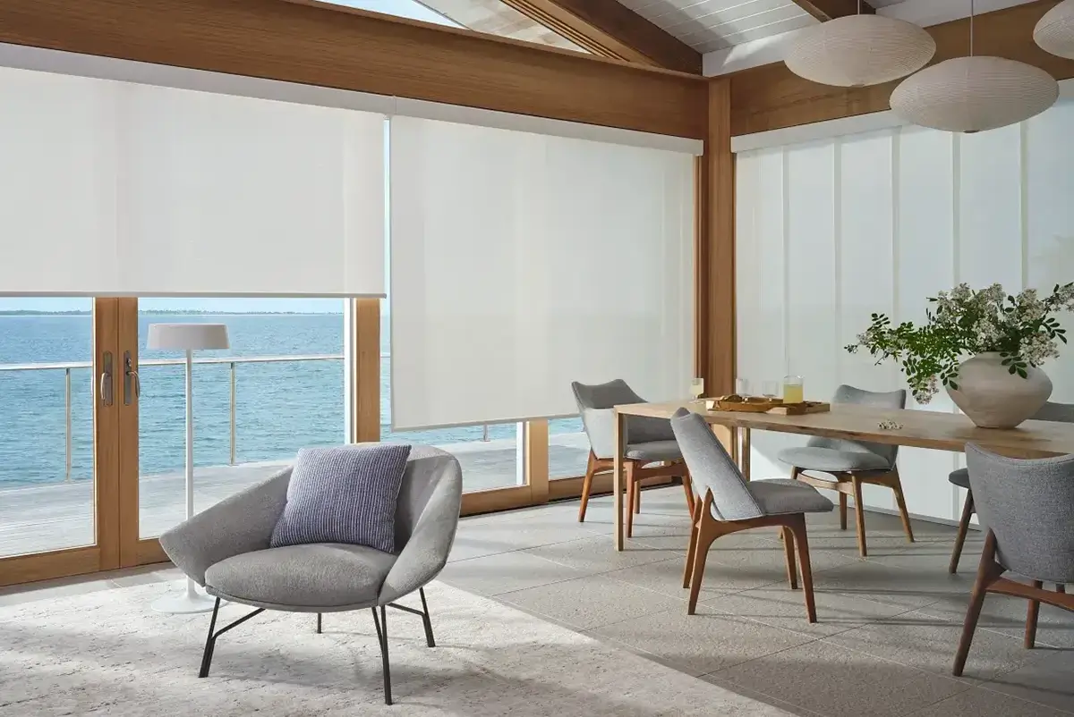 Large windows with window treatments