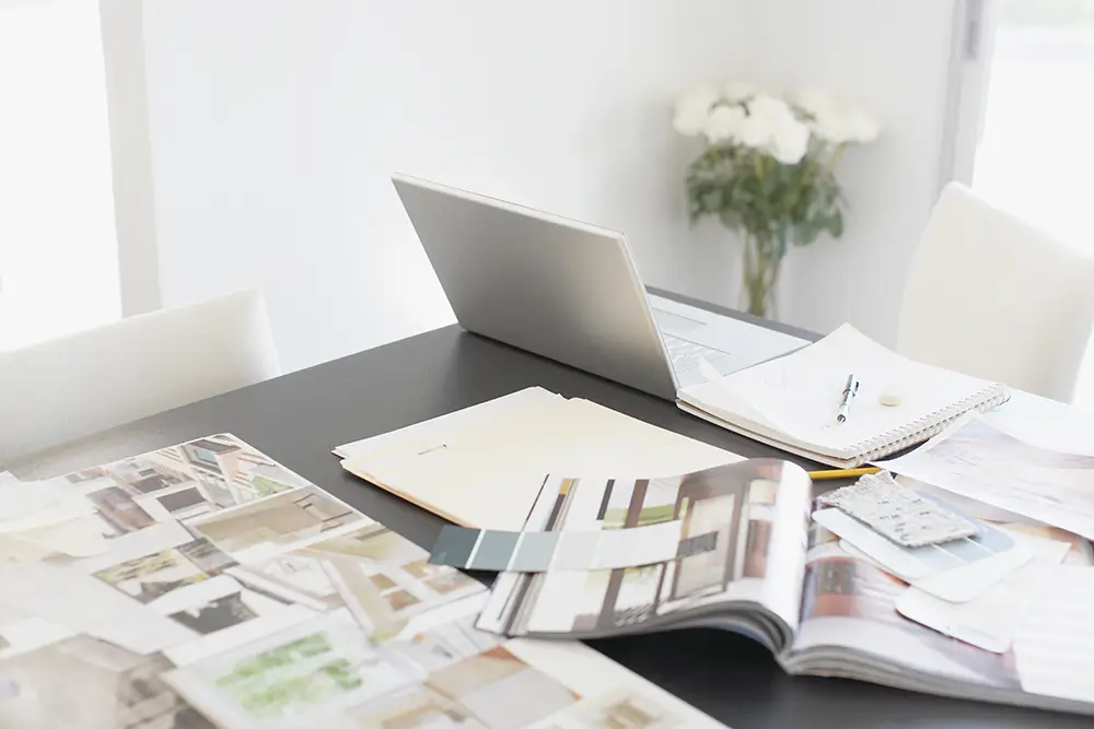 Table with design materials