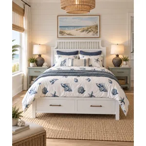 Queen Garden Headboard, Cottage Whi
