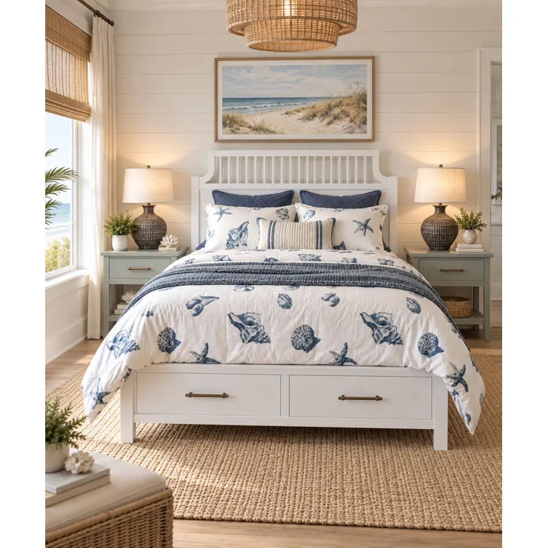 Queen Garden Headboard, Cottage Whi