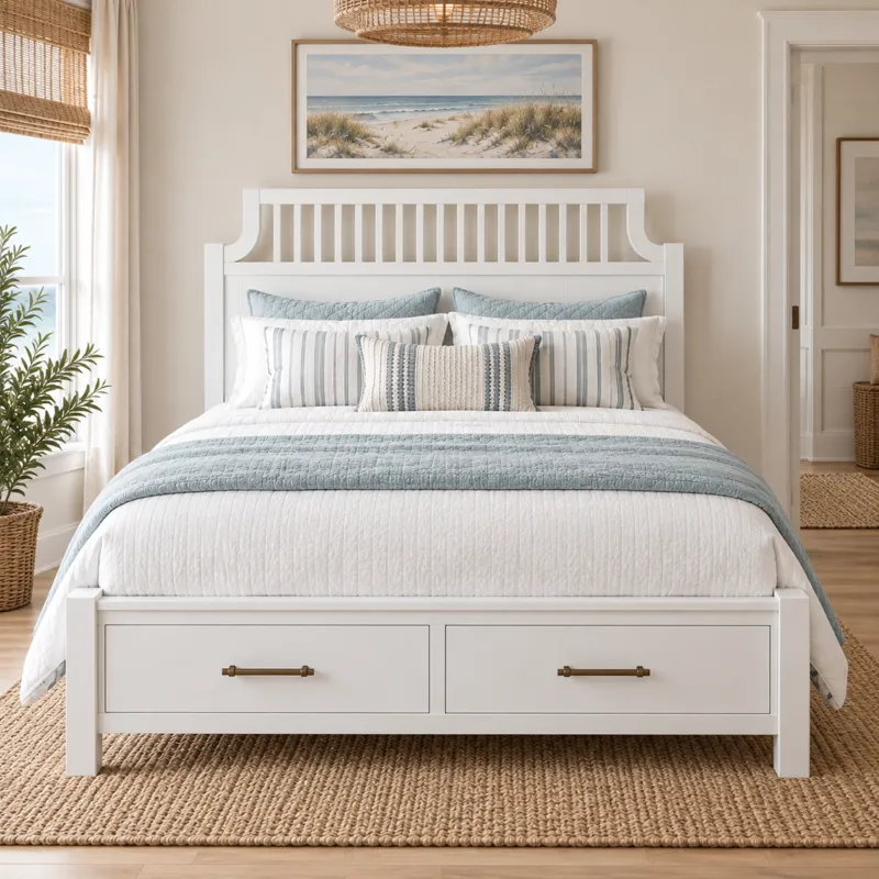 Queen Garden Headboard, Cottage Whi