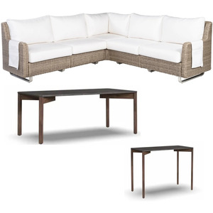 5 Pc Natural Sectional, FREE Tables