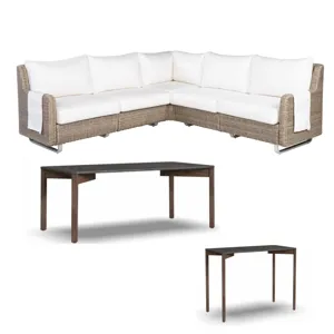 5 Pc Natural Sectional, FREE Tables