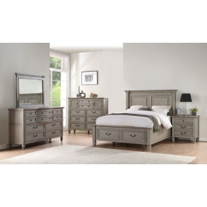 Queen Panel Bed with Storage Footboard