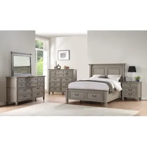 Queen Panel Bed with Storage Footboard