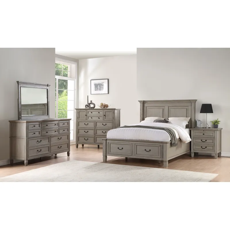 Queen Panel Bed with Storage Footboard