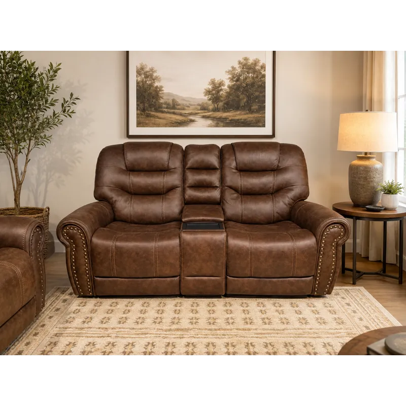 Dakota Triple Power Reclining Console Loveseat