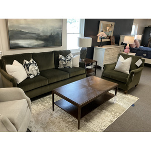 Formal Green Velvet Sofa and Chair