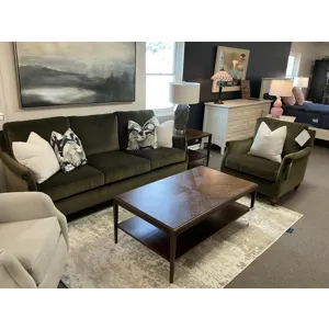 Formal Green Velvet Sofa and Chair