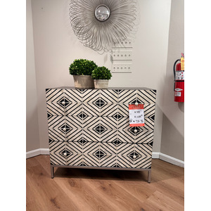 Black and White Patterned Inlay 3 Drawer Accent Chest
