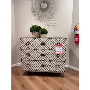 Black and White Patterned Inlay 3 Drawer Accent Chest
