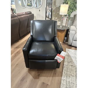 BLACK LEATHER SWIVEL RECLINER