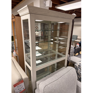 White Wood Long Curio Cabinet