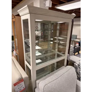 White Wood Long Curio Cabinet