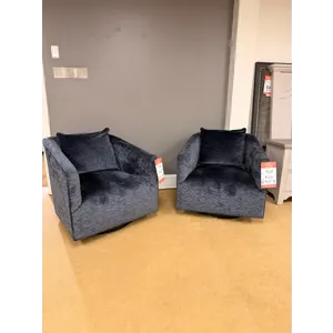 Modern Navy Blue Swivel Chairs - 2 Available - Sold Separately