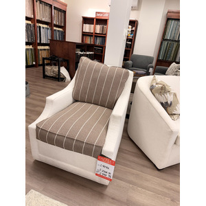 Cream and Brown Striped Swivel Chair