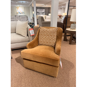 Brassy Yellow Velvet Swivel Chair