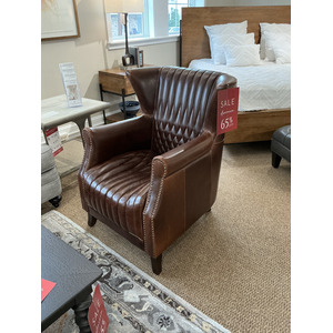 Traditional Leather Quilted Wing Chair - 2 Available - SOLD SEPARATELY