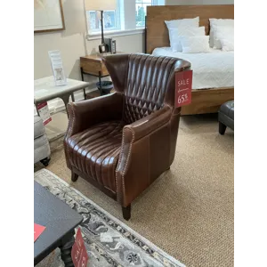 Traditional Leather Quilted Wing Chair - 2 Available - SOLD SEPARATELY