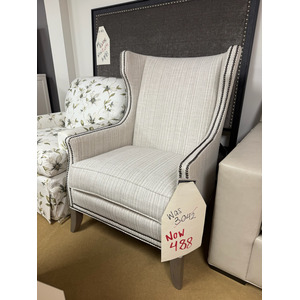 Transitional Grey Wing Back Chair w/ Nailheads