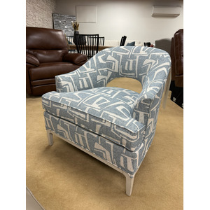 Coastal Blue and White Patterned Accent Chair