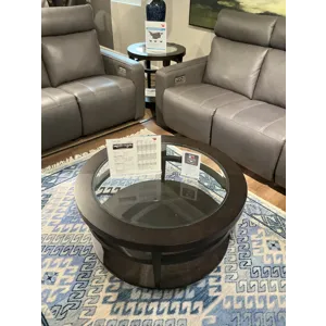 Round Dark Wood &#38; Glass Side Table &#38; Coffee Table Set