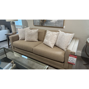 BEIGE SOFA W/4 PILLOWS