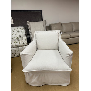 Coastal Eggshell Slipcover Swivel Chair