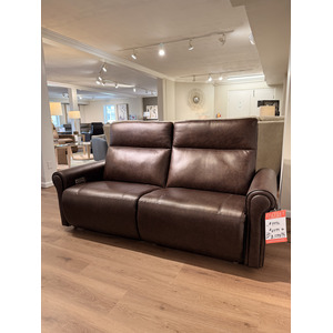 Dark Brown Leather Power Reclining Loveseat