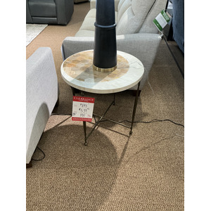 Wood Inlay Round Side Table - 2 available - SOLD SEPARATELY