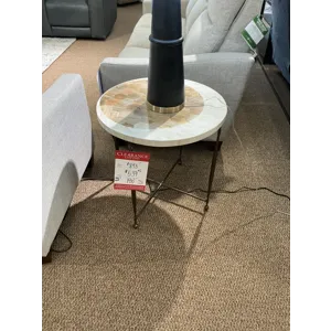 Wood Inlay Round Side Table - 2 available - SOLD SEPARATELY