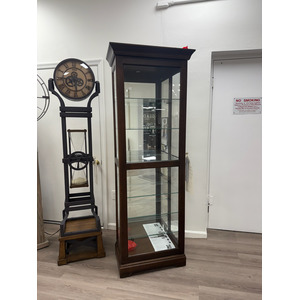 Transitional Dark Wood Sliding Door Curio Cabinet