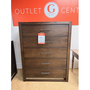Modern Dark Wood 5 Drawer Dresser