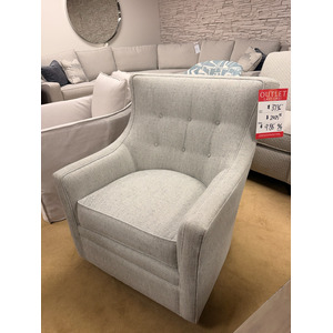 Transitional Tufted Gray Swivel Rocker Chair