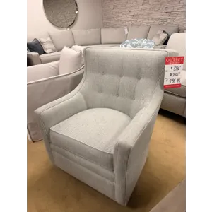 Transitional Tufted Gray Swivel Rocker Chair