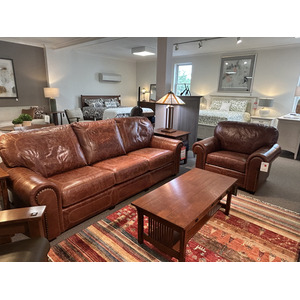 2PC LEATHER SOFA & CHAIR