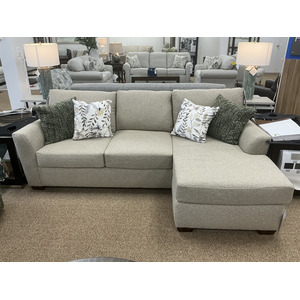Transitional Beige Sofa w/ Chaise Ottoman