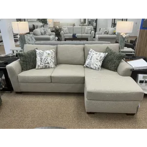Transitional Beige Sofa w/ Chaise Ottoman