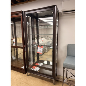 Modern Wood and Silver Curio Cabinet with Light