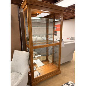 Traditional Oak Curio Cabinet with Light