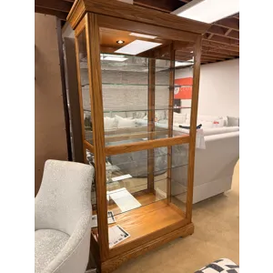 Traditional Oak Curio Cabinet with Light