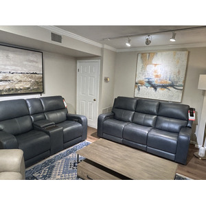 2PC LEATHER RECLINING SOFA & LOVESEAT W/BELLS & WHISTLES