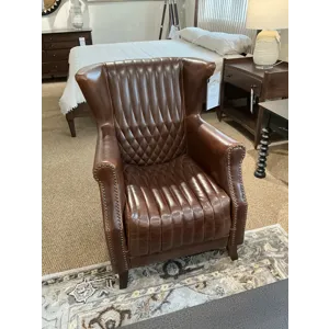 Traditional Leather Quilted Wing Chair - 2 Available - SOLD SEPARATELY