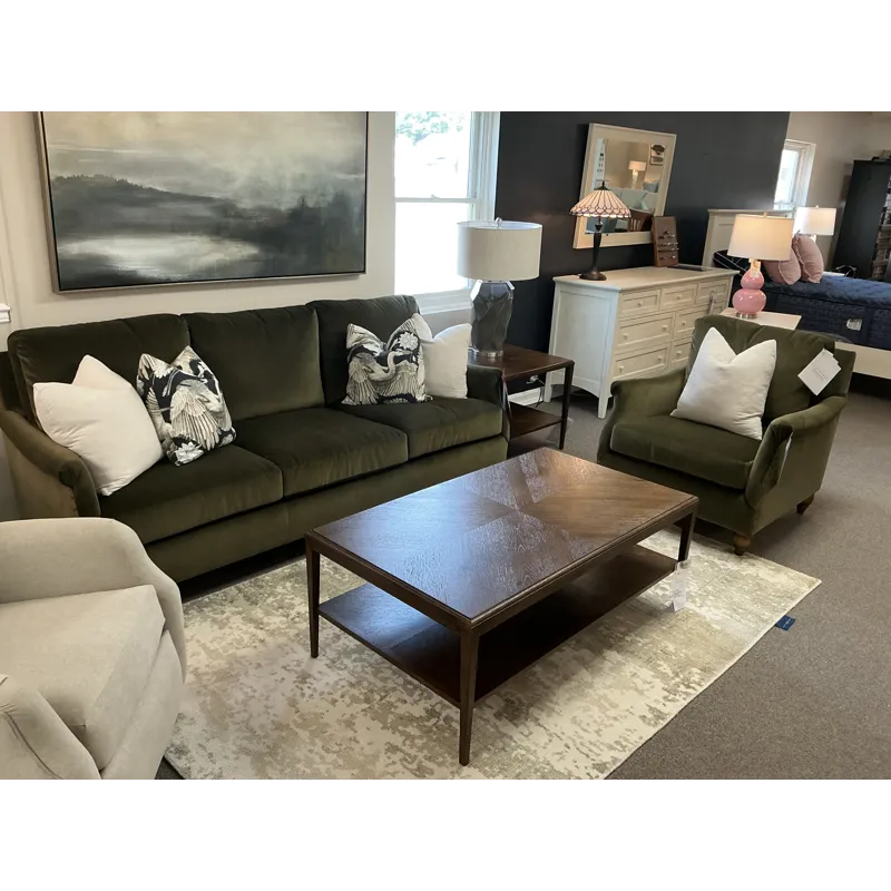 Formal Green Velvet Sofa and Chair