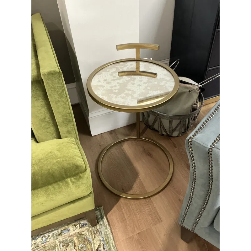 Round Gold Mirror Top Drink Table
