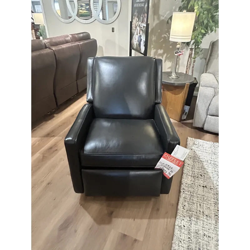BLACK LEATHER SWIVEL RECLINER